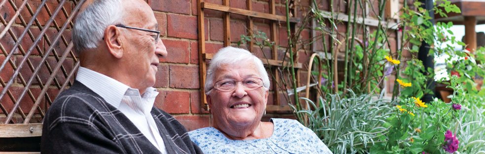 Couple sitting outside